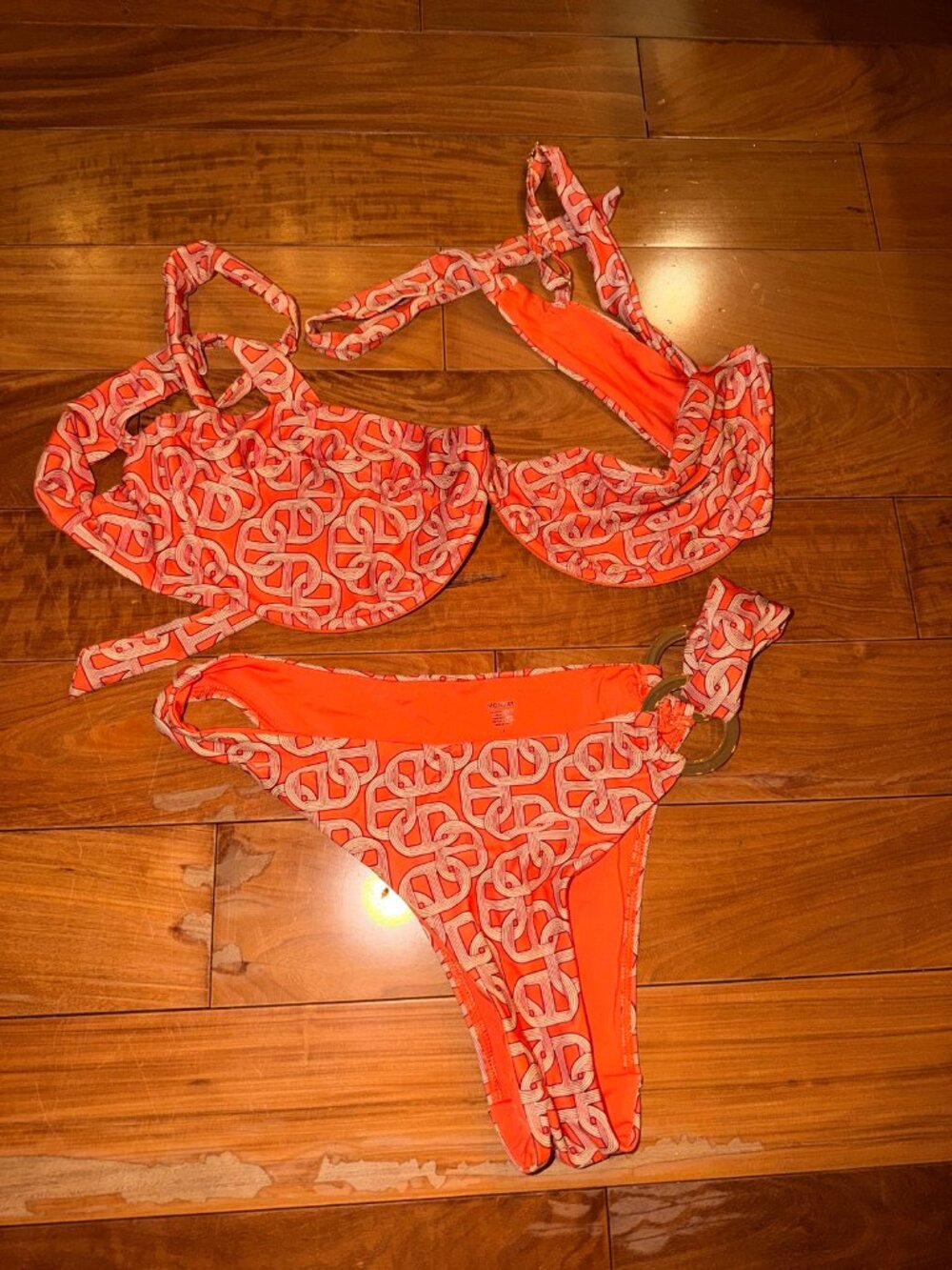 Monday Swimwear Orange Chain Link Bikini Set